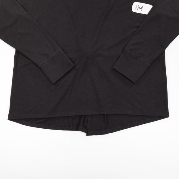 Xersion Women's Round Neck Long Sleeve Loose Fit Twist Thumb Hole Top Black XL - Picture 3 of 9